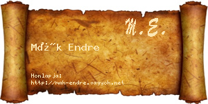 Mák Endre névjegykártya
